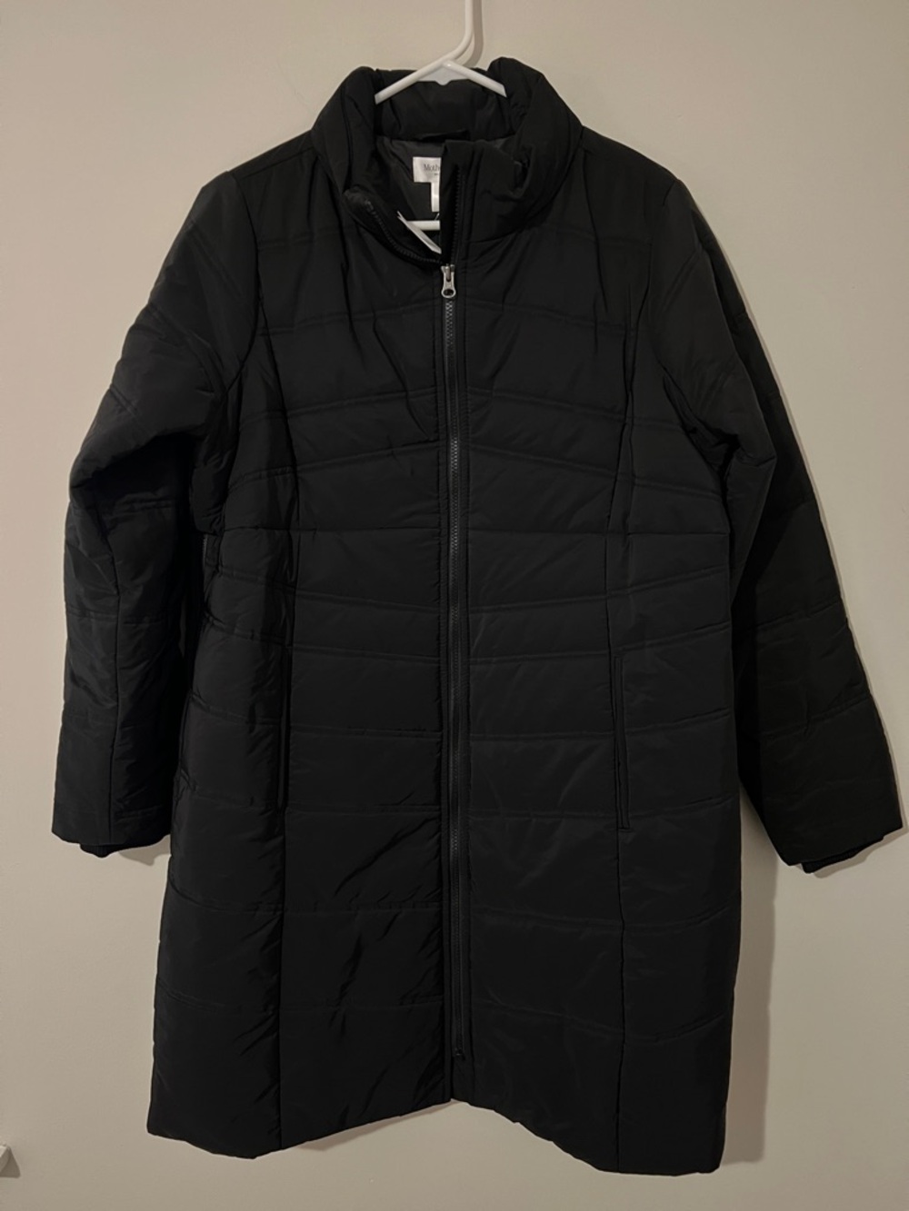 Motherhood Maternity Black Long Quilted Puffer Coat